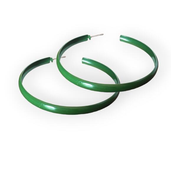 Mossy green semi-hoop earrings, large post back semi hoop earrings - Picture 1 of 9